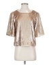 J.Crew 100% Polyester Metallic Gold Short Sleeve Top Size 2 - photo 1