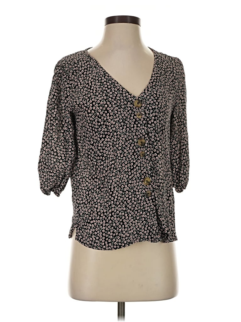 Pre-owned Mng 3/4 Sleeve Blouse In Brown