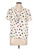 Moon 100% Polyester Print Ivory Short Sleeve Blouse Size L - photo 1