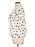 Moon 100% Polyester Print Ivory Short Sleeve Blouse Size L - photo 5