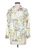 Peach Print White 3/4 Sleeve Button-Down Shirt Size S - photo 1