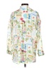 Peach Print White 3/4 Sleeve Button-Down Shirt Size S - photo 2