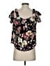 Emi & Joe Floral Black Short Sleeve Blouse Size S - photo 2