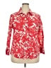 Foxcroft Print Red 3/4 Sleeve Button-Down Shirt Size 20 - photo 1
