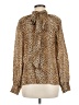 Ramy Brook 100% Silk Animal Print Gold Long Sleeve Silk Top Size M - photo 2