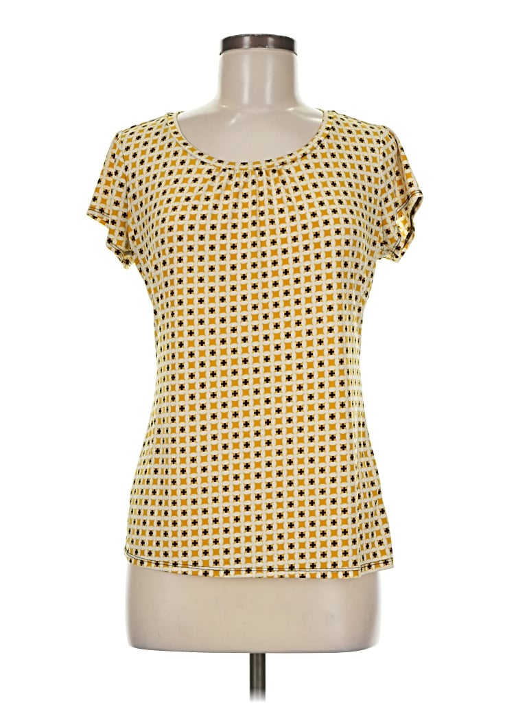 Pre-owned Worthington Short Sleeve Top Yellow Sweetheart Neckline Tops