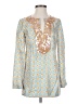 Tory Burch 100% Silk Blue Long Sleeve Silk Top Size 0 - photo 1