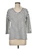 Talbots 100% Cotton Stripes Silver 3/4 Sleeve Top Size M (petite) - photo 1
