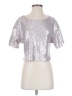 By Anthropologie Metallic Silver Short Sleeve Top Size S - photo 1