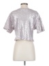 By Anthropologie Metallic Silver Short Sleeve Top Size S - photo 2