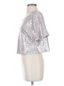 By Anthropologie Metallic Silver Short Sleeve Top Size S - photo 5