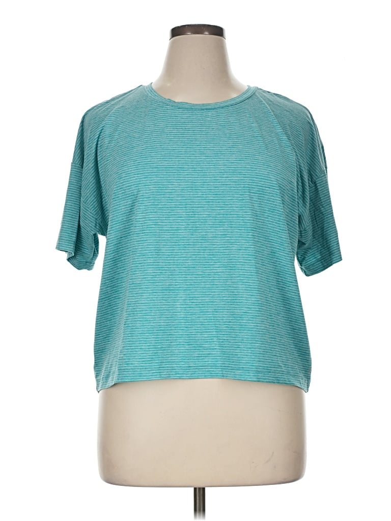 Pre-owned Gap Fit Short Sleeve Top Teal Crew Neck Tops