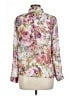 Liz Claiborne 100% Polyester Floral Pink Long Sleeve Blouse Size L (petite) - photo 2