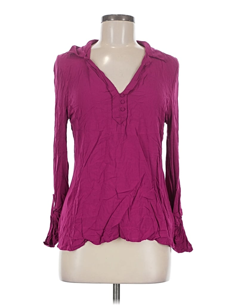 Pre-owned Anthropologie Long Sleeve Blouse In Purple