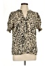 Shein Animal Print Tan Short Sleeve Blouse Size 12 - photo 1