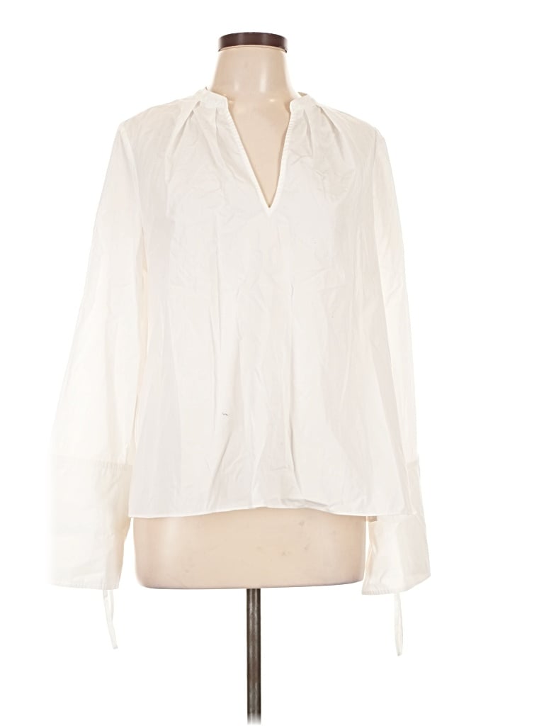 Derek Lam 10 Crosby Long Sleeve Blouse In White