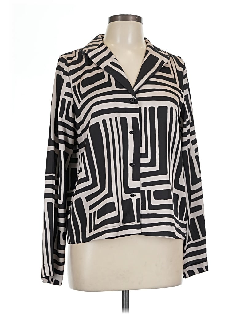 Pre-owned Donna Karan Long Sleeve Blouse In Black