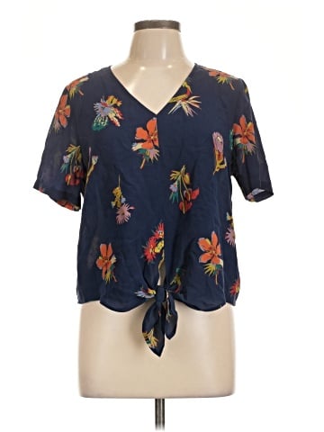 Madewell Silk Novel Tie-Front Top in Bird of Paradise (view 1)