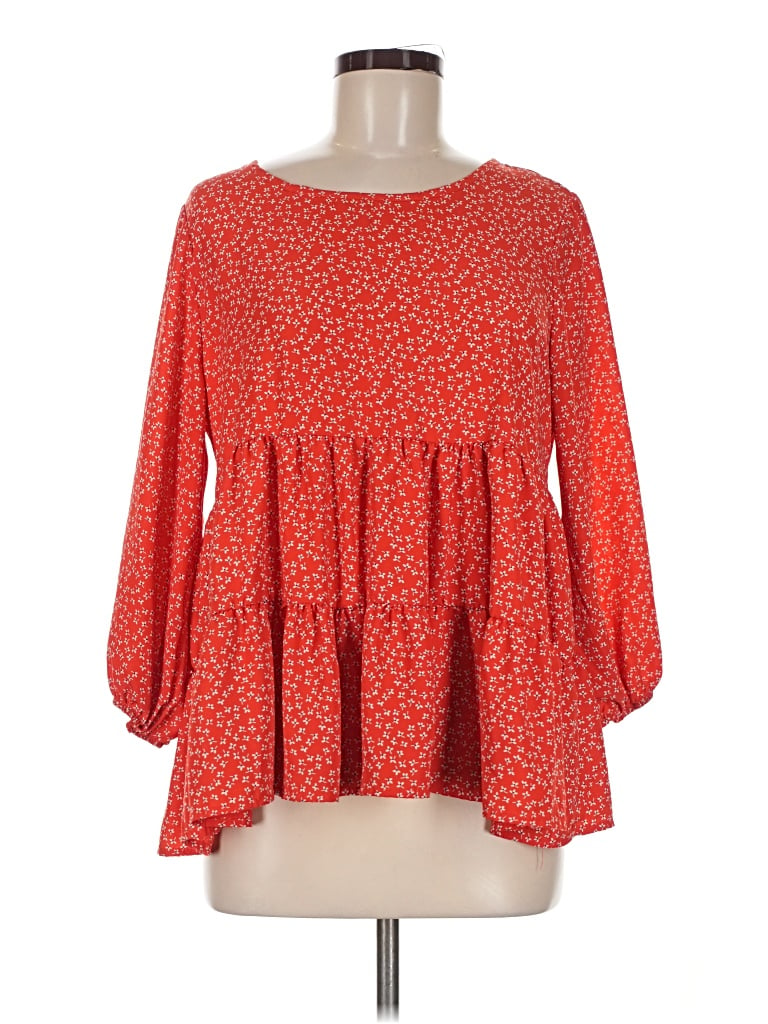 Pre-owned Les Amis 3/4 Sleeve Blouse In Red