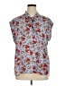 Bar III 100% Polyester Floral Blue Short Sleeve Blouse Size 1X - photo 1
