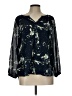 Kaari Blue 100% Polyester Black 3/4 Sleeve Blouse Size L - photo 1