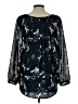 Kaari Blue 100% Polyester Black 3/4 Sleeve Blouse Size L - photo 2