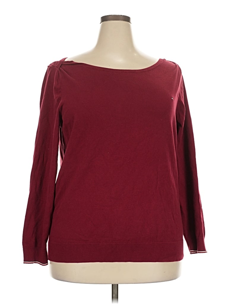 Pre-owned Tommy Hilfiger Pullover Sweater In Burgundy