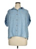 Faherty Stripes Blue Short Sleeve Blouse Size XL - photo 1