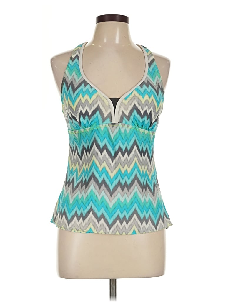 Pre-owned Zeroxposur Tank Top Teal Halter Neckline Tops