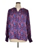Easel 100% Polyester Print Purple Long Sleeve Blouse Size 1X - photo 1