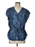 Liz Claiborne 100% Lyocell Blue Short Sleeve Blouse Size L - photo 1
