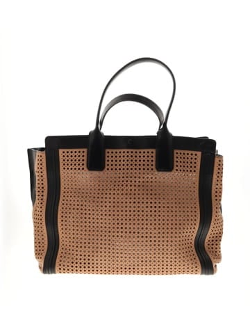 Chloé Tan/Black Perforated Leather Alison East/West Tote Bag (view 1)