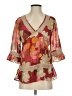DR2 100% Polyester Multi Color Burgundy 3/4 Sleeve Blouse Size S - photo 1