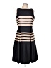 Taylor 100% Polyester Stripes Black Casual Dress Size 10 - photo 1