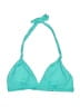 Yonique Solid Teal Swimsuit Top Size L - photo 1