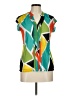 Worthington 100% Polyester Color Block Green Short Sleeve Blouse Size M - photo 1
