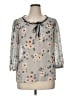 Lauren Conrad 100% Polyester Floral Polka Dots Gray 3/4 Sleeve Blouse Size XL - photo 1