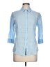120% Lino Blue 3/4 Sleeve Button-Down Shirt Size EU 44 / US 14 - photo 1