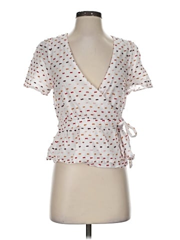 Madewell Ruffle-Hem Wrap Top in Clipdot (view 1)