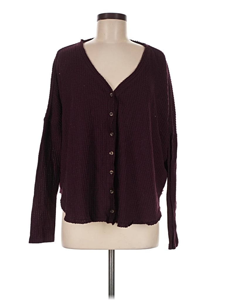 Pre-owned Out From Under Long Sleeve Blouse In Burgundy