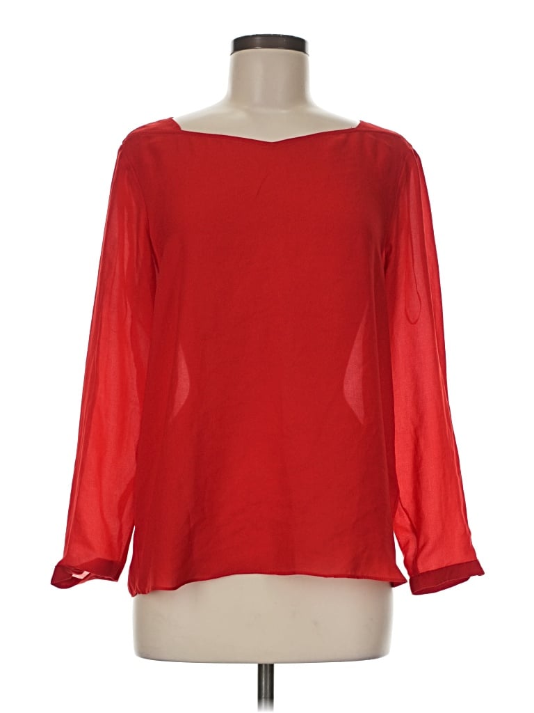 Pre-owned Zara Basic Long Sleeve Blouse In Red