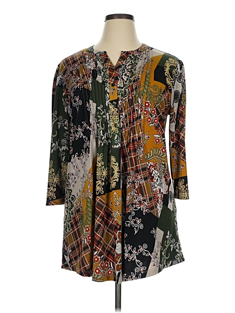 Pre-owned Serengeti 3/4 Sleeve Blouse In Brown