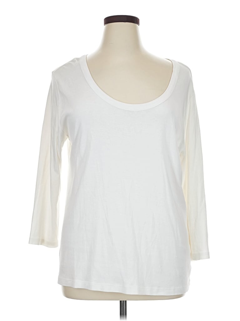 Pre-owned Jjill 3/4 Sleeve T-shirt In Ivory
