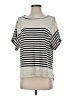 Max Studio Stripes Ivory Short Sleeve T-Shirt Size S - photo 1