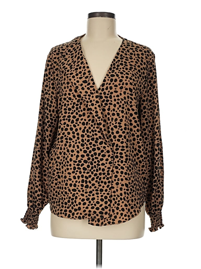 Pre-owned Gibson Latimer Long Sleeve Blouse In Brown