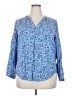 Woman Within 100% Polyester Print Blue 3/4 Sleeve Blouse Size 18 (L) - photo 1