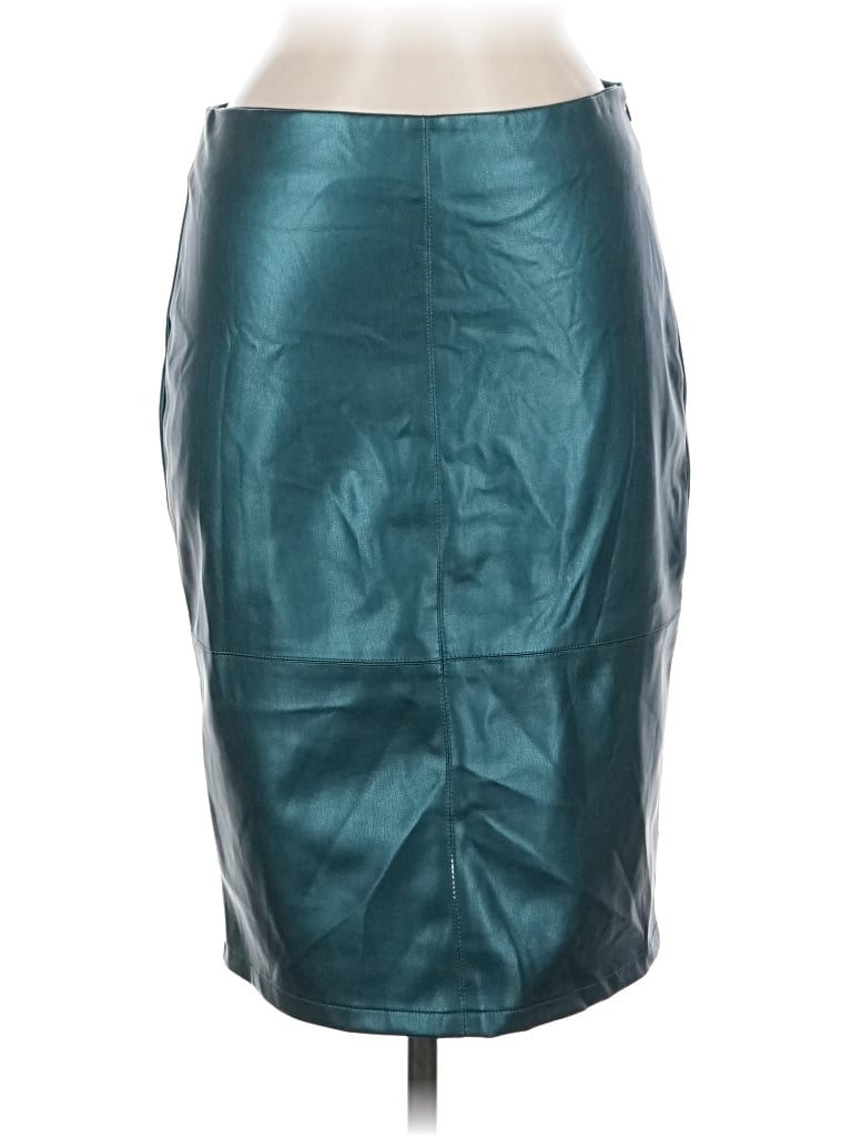 Pre-owned Esqualo Faux Leather Skirt In Teal