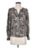 Rebecca Taylor 100% Silk Animal Print Silver Long Sleeve Silk Top Size 0 - photo 1