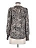 Rebecca Taylor 100% Silk Animal Print Silver Long Sleeve Silk Top Size 0 - photo 2