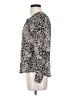 Rebecca Taylor 100% Silk Animal Print Silver Long Sleeve Silk Top Size 0 - photo 5